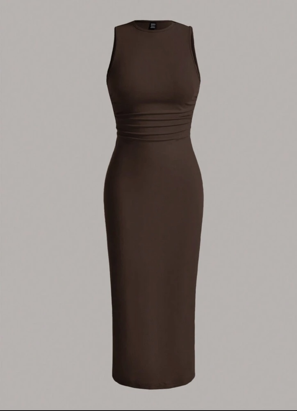 Ruched Waist Tank Dress Brown