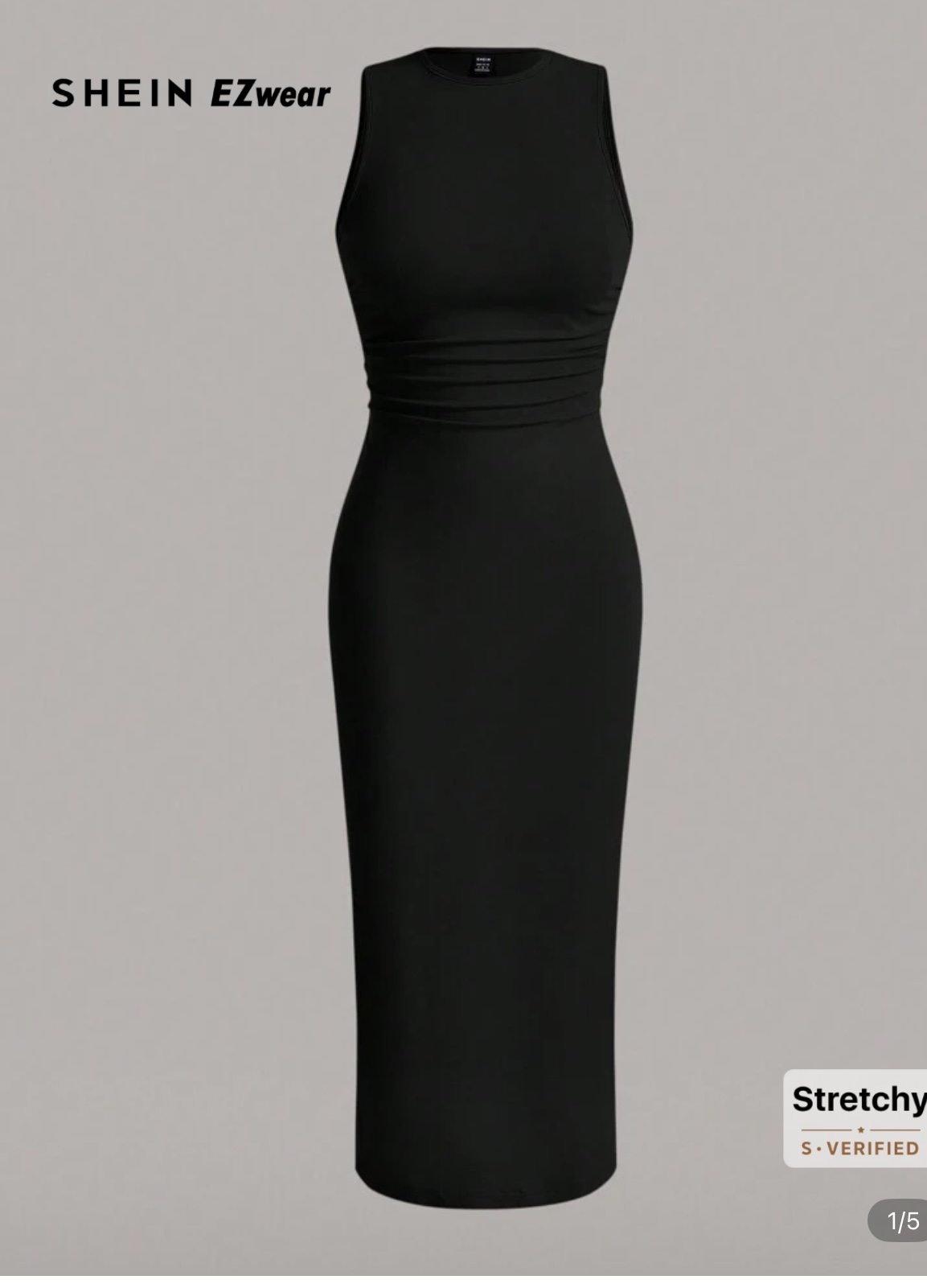 Ruched Waist Tank Dress Black