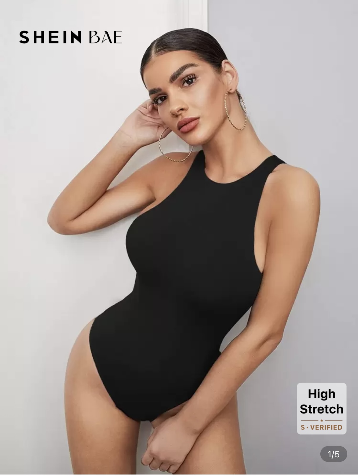 Solid Tank Bodysuit Black